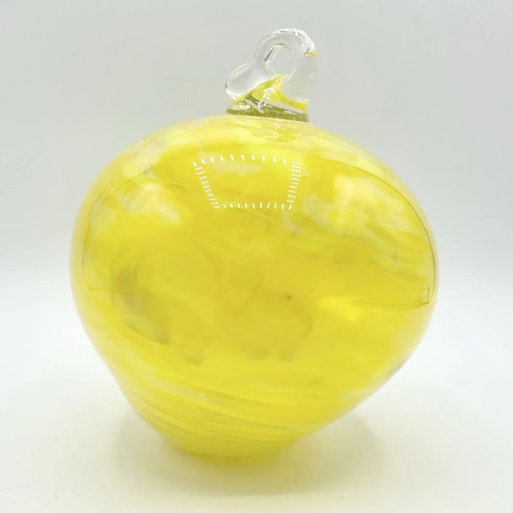 Hand Blown Yellow Art Glass Orb Boise ID USA Part Of Bird Feeder?
